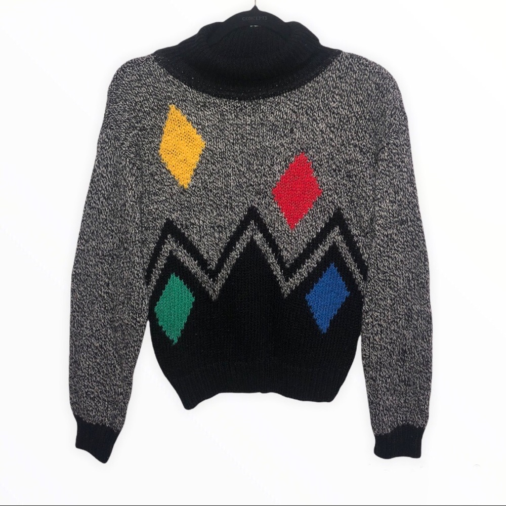 Funky Patterned Vintage 1990s Sweater